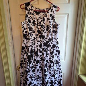 JG Hook Dress Sze 12 Black & White Cotton Sleeveless